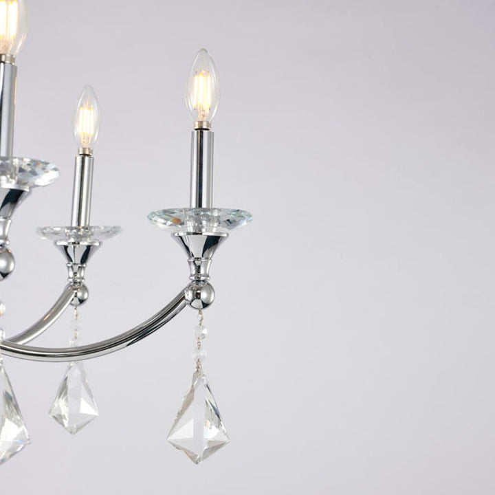 Frame Chandelier with Clear Hanging Crystals &amp; Accents