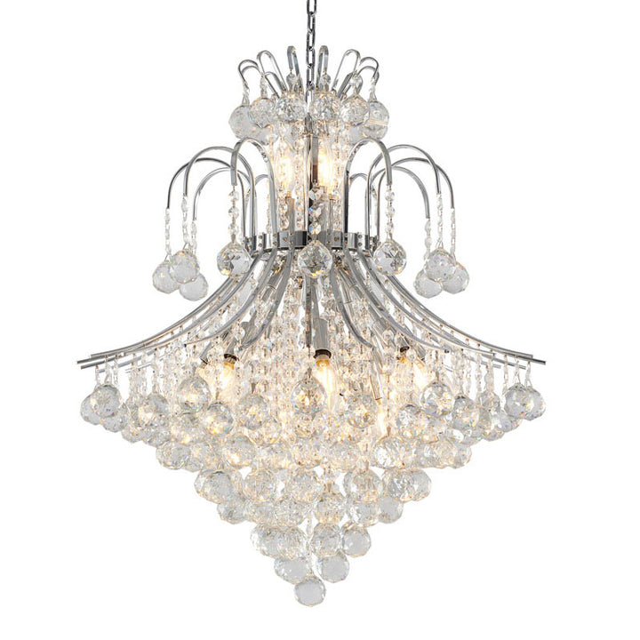Frame Waterfall Chandelier with Clear Hanging Crystals, 24", by Bethel