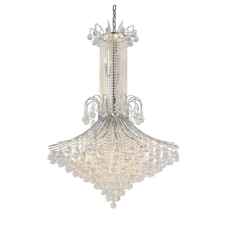 Chrome Waterfall Chandelier with Clear Hanging Crystals by Bethel