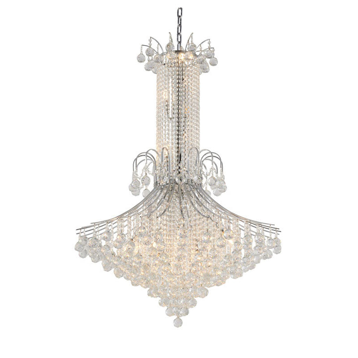 Chrome Waterfall Chandelier with Clear Hanging Crystals by Bethel