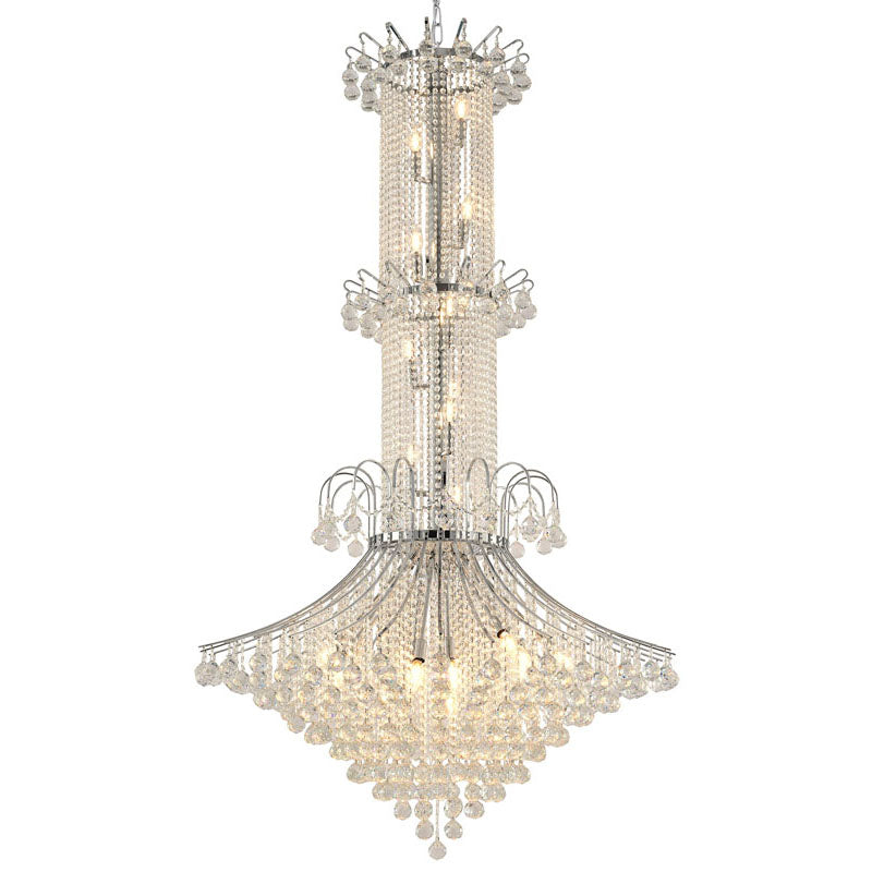 Frame Waterfall Chandelier with Clear Hanging Crystals, 44", by Bethel