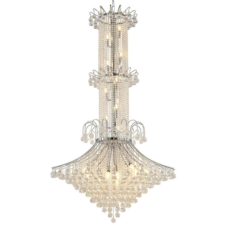 Frame Waterfall Chandelier with Clear Hanging Crystals, 44", by Bethel