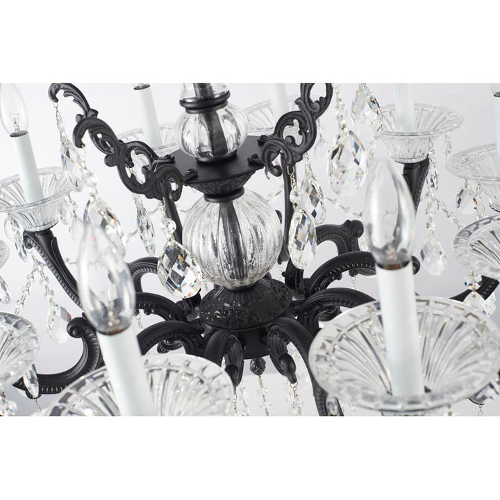 Metal Frame Chandelier with Clear Hanging Crystals (LA50) by Bethel - view 22