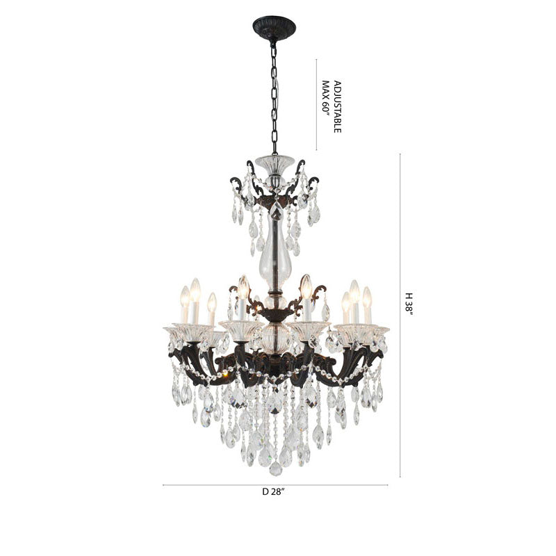 Metal Frame Chandelier with Clear Hanging Crystals (LA50) by Bethel - view 24