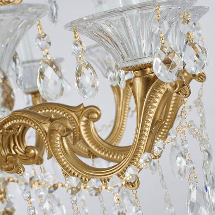 Metal Frame Chandelier with Clear Hanging Crystals (LA50) by Bethel - view 3