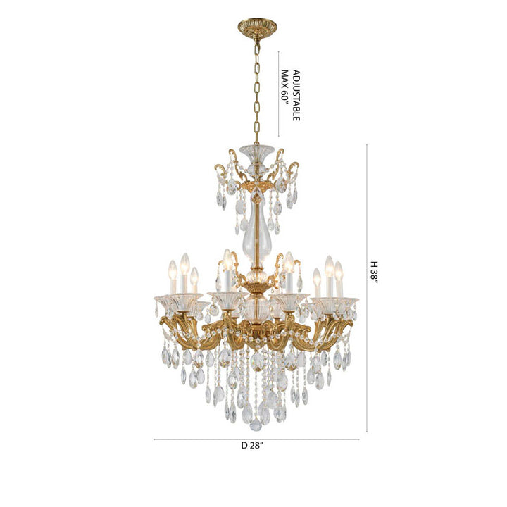 Metal Frame Chandelier with Clear Hanging Crystals (LA50) by Bethel - view 4