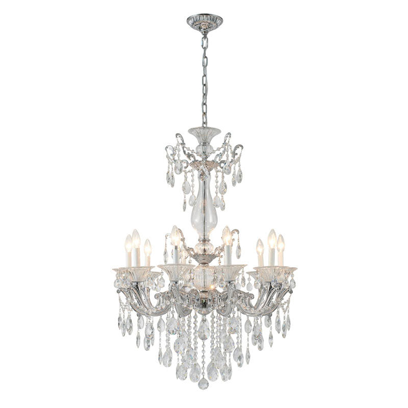 Metal Frame Chandelier with Clear Hanging Crystals (LA50) in Chrome by Bethel