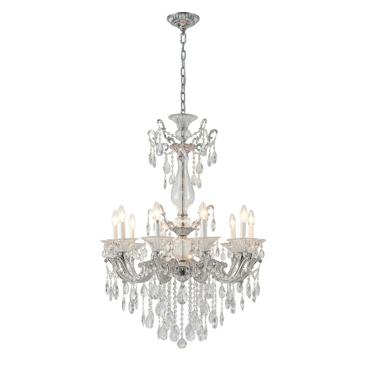 Metal Frame Chandelier with Clear Hanging Crystals (LA50) in Chrome by Bethel