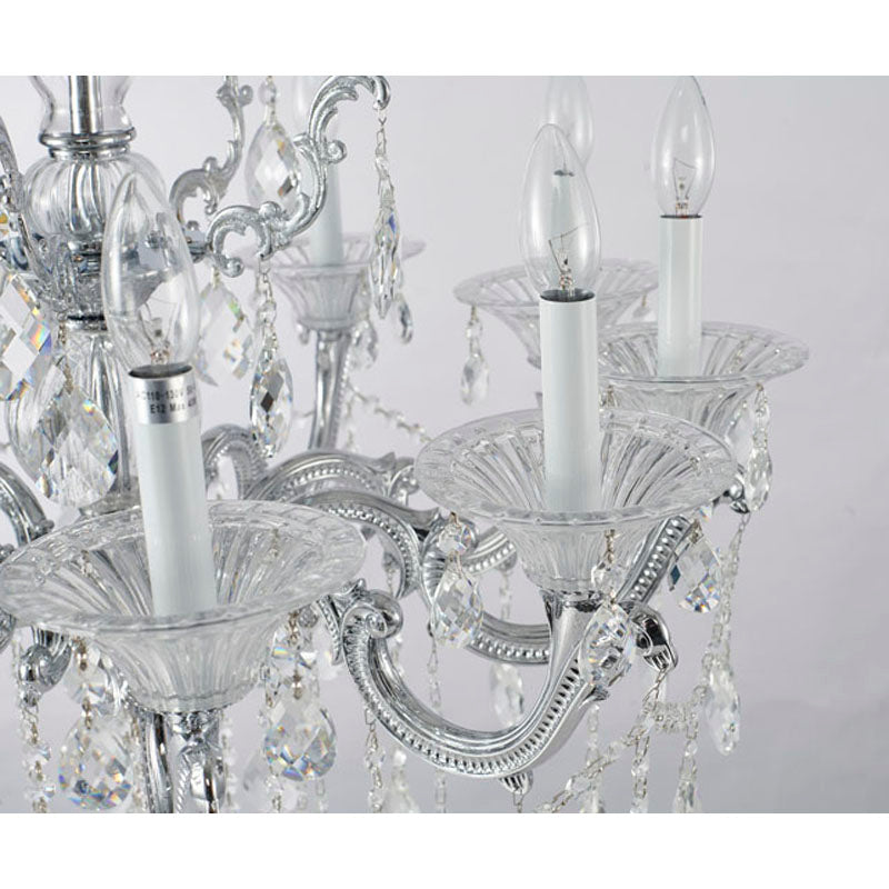 Metal Frame Chandelier with Clear Hanging Crystals (LA50) by Bethel - view 10