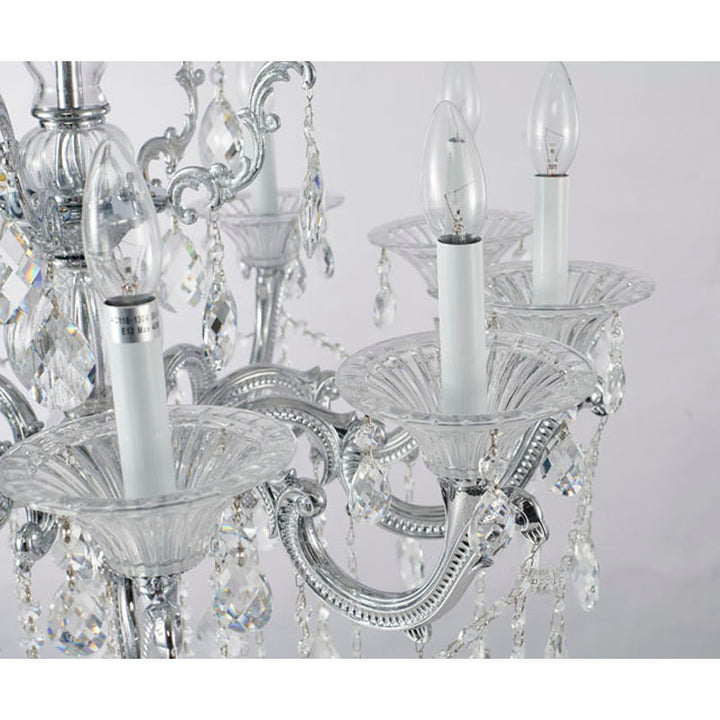 Metal Frame Chandelier with Clear Hanging Crystals (LA50) by Bethel - view 10