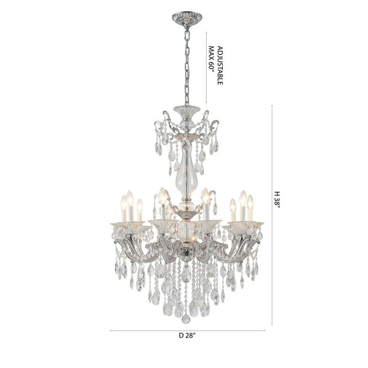 Metal Frame Chandelier with Clear Hanging Crystals (LA50) by Bethel - view 14