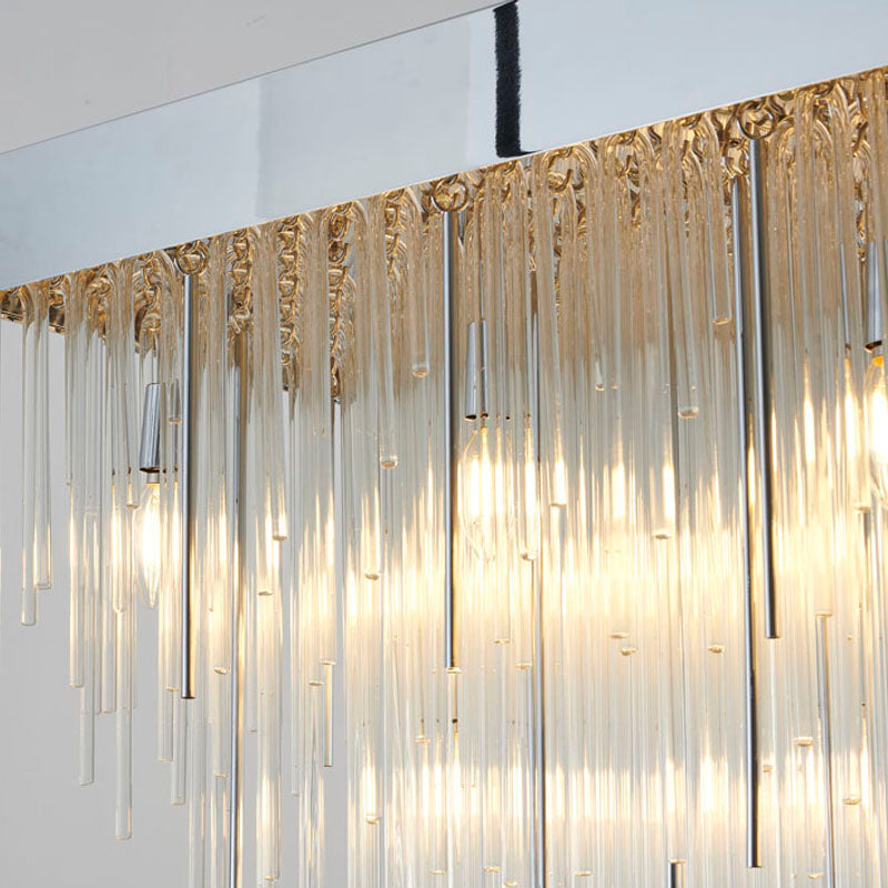 Rectangular Chandelier with Clear Hanging Looped Glass by Bethel - view 2
