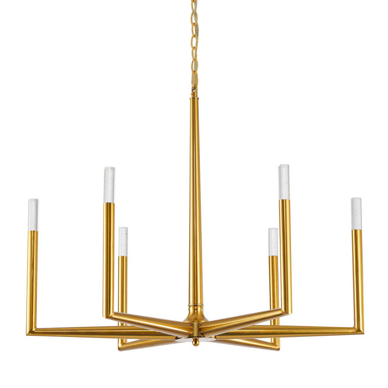 Satin Brass Frame Chandelier with Clear Bubble Crystal Shades by Bethel - view 2