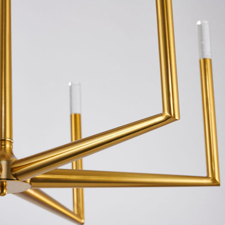 Satin Brass Frame Chandelier with Clear Bubble Crystal Shades by Bethel - view 3
