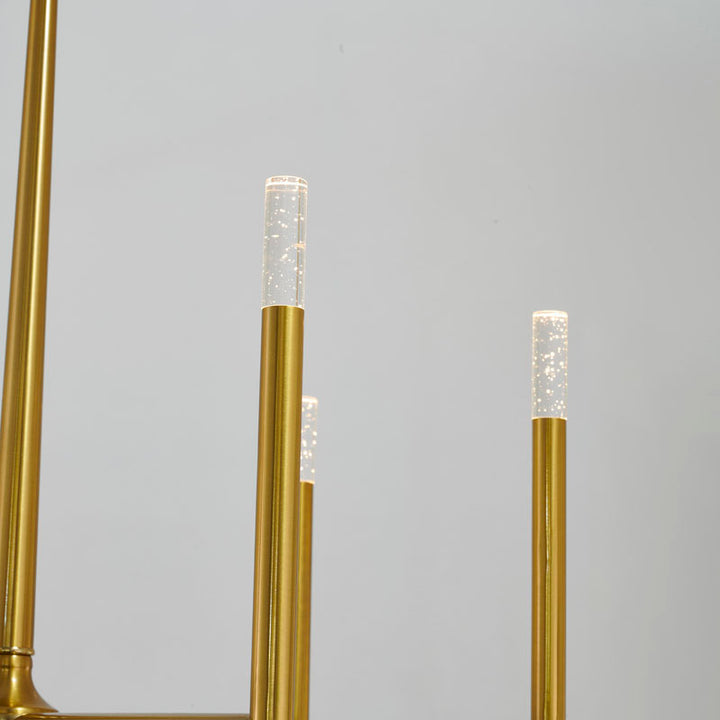 Satin Brass Frame Chandelier with Clear Bubble Crystal Shades by Bethel - view 4