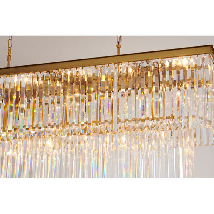 Two Tier Frame Chandelier with Clear Hanging Crystals by Bethel - view 12