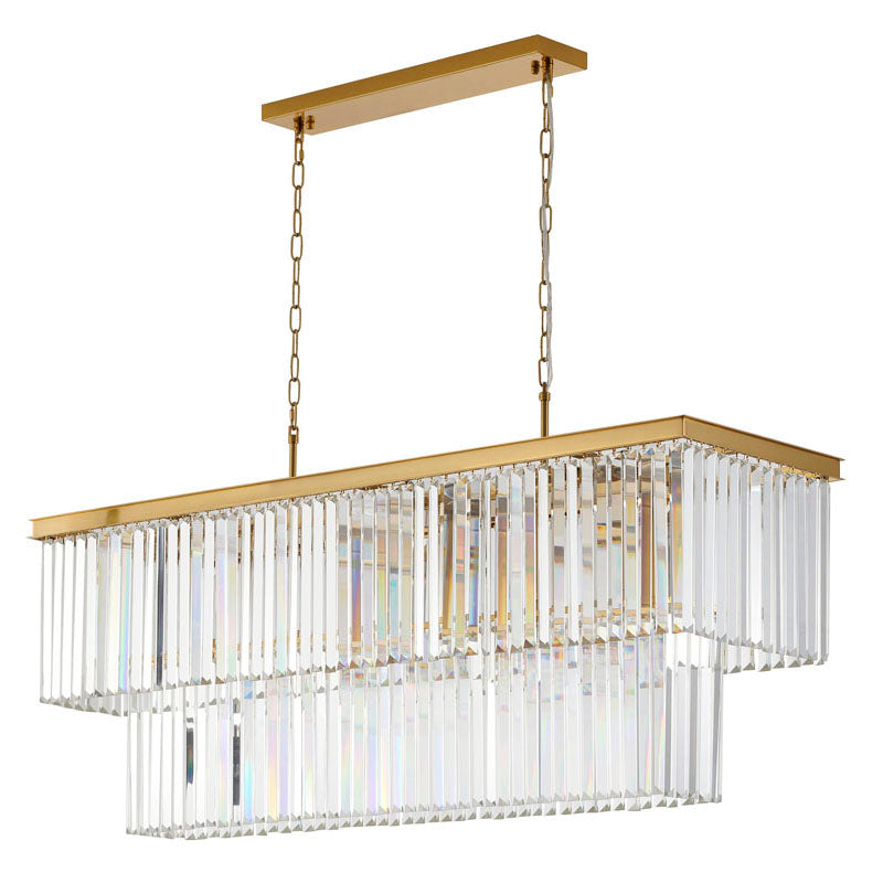 Two Tier Frame Chandelier with Clear Hanging Crystals by Bethel - view 13