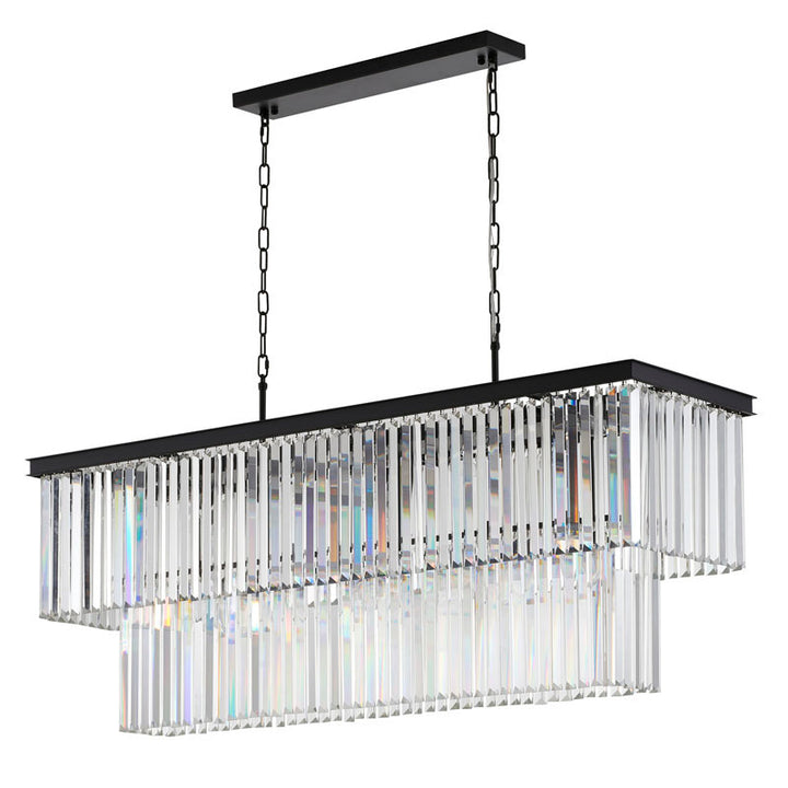 Two Tier Frame Chandelier with Clear Hanging Crystals by Bethel - view 3
