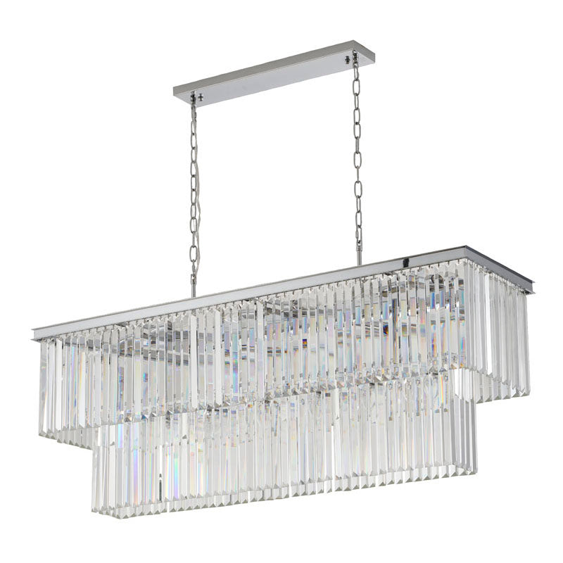 Two Tier Frame Chandelier with Clear Hanging Crystals by Bethel - view 7