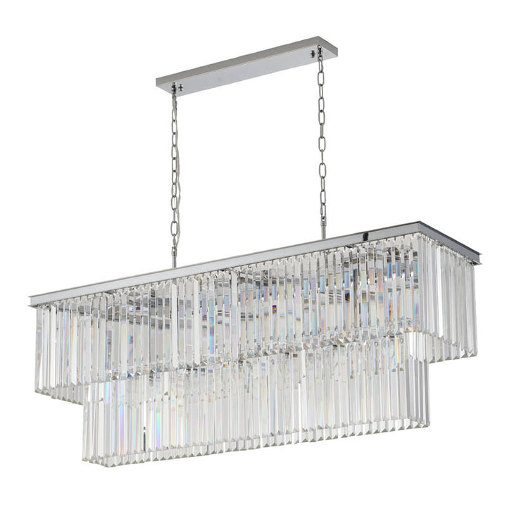 Two Tier Frame Chandelier with Clear Hanging Crystals by Bethel - view 7