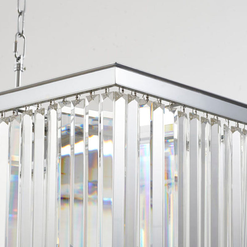 Two Tier Frame Chandelier with Clear Hanging Crystals by Bethel - view 8