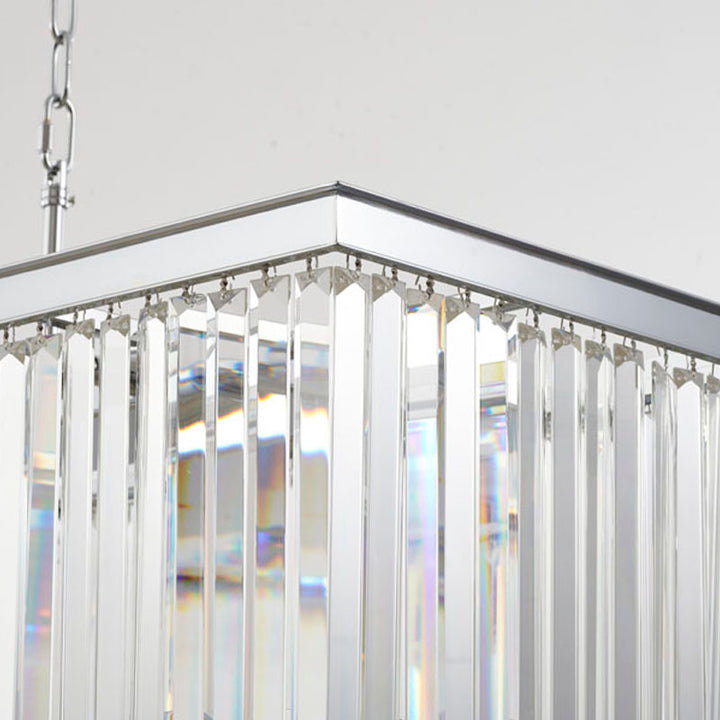 Two Tier Frame Chandelier with Clear Hanging Crystals by Bethel - view 8