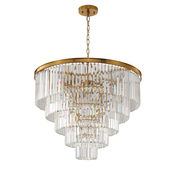 Five Tier Frame Chandelier with Clear Hanging Crystals by Bethel - view 17