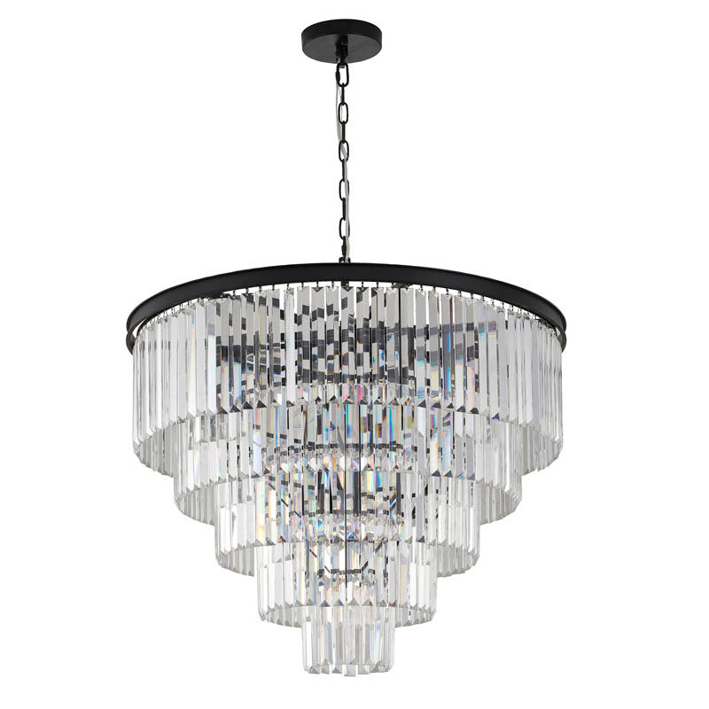 Five Tier Frame Chandelier with Clear Hanging Crystals by Bethel - view 3