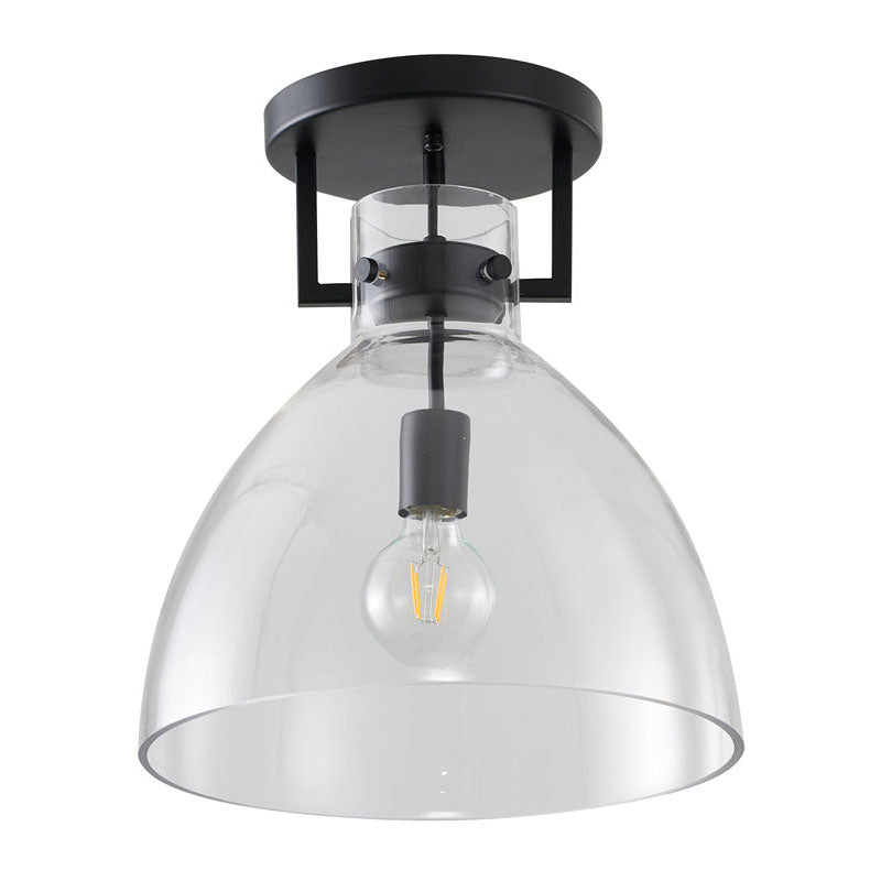 Metal Frame Semi Flush Mount with Clear Glass Shade by Bethel - view 3