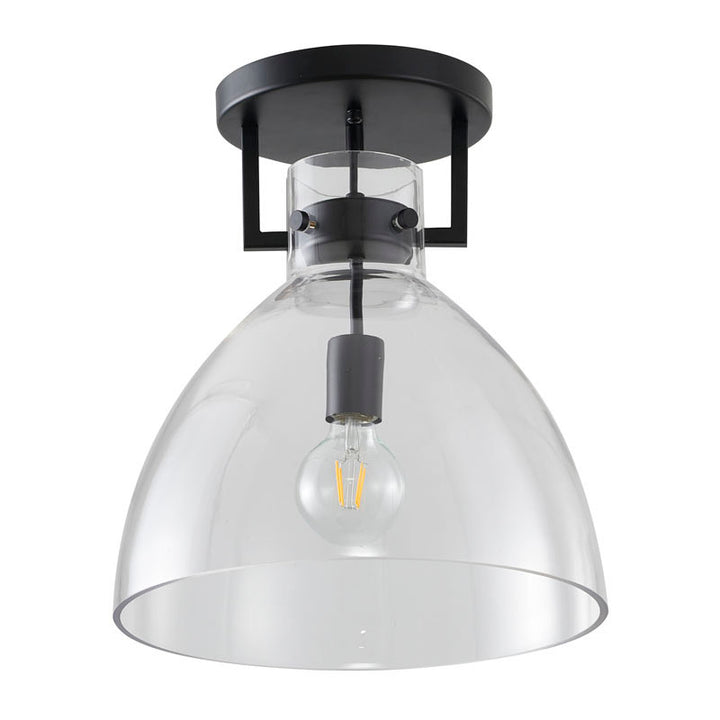 Metal Frame Semi Flush Mount with Clear Glass Shade by Bethel - view 3