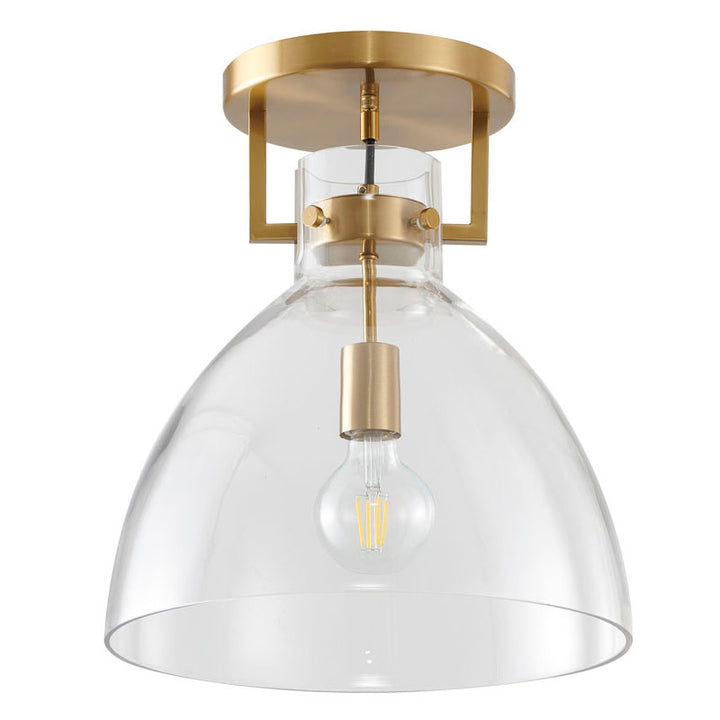 Metal Frame Semi Flush Mount with Clear Glass Shade by Bethel - view 14
