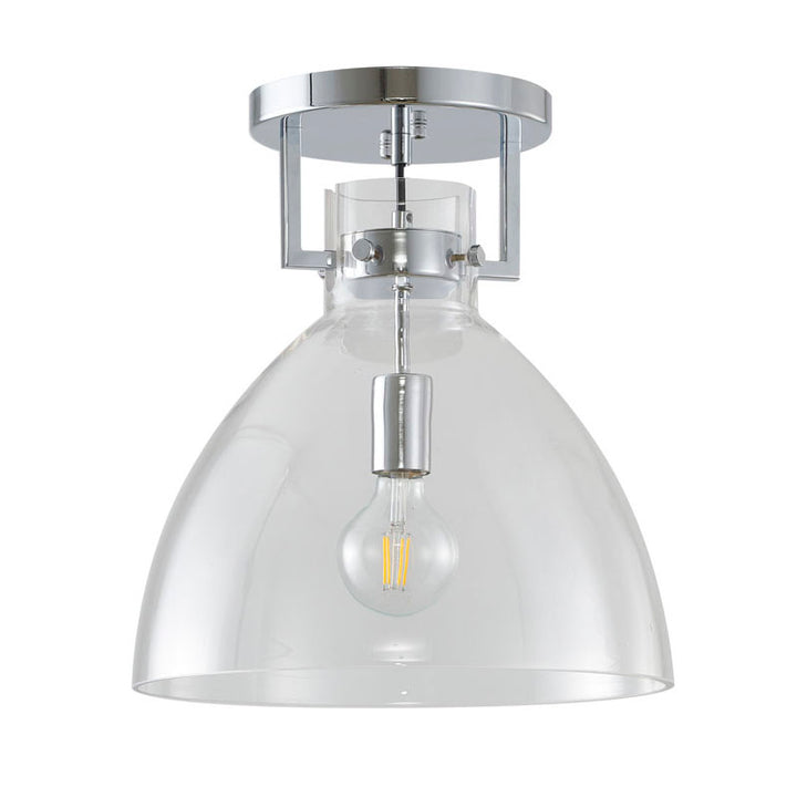 Metal Frame Semi Flush Mount with Clear Glass Shade by Bethel - view 9