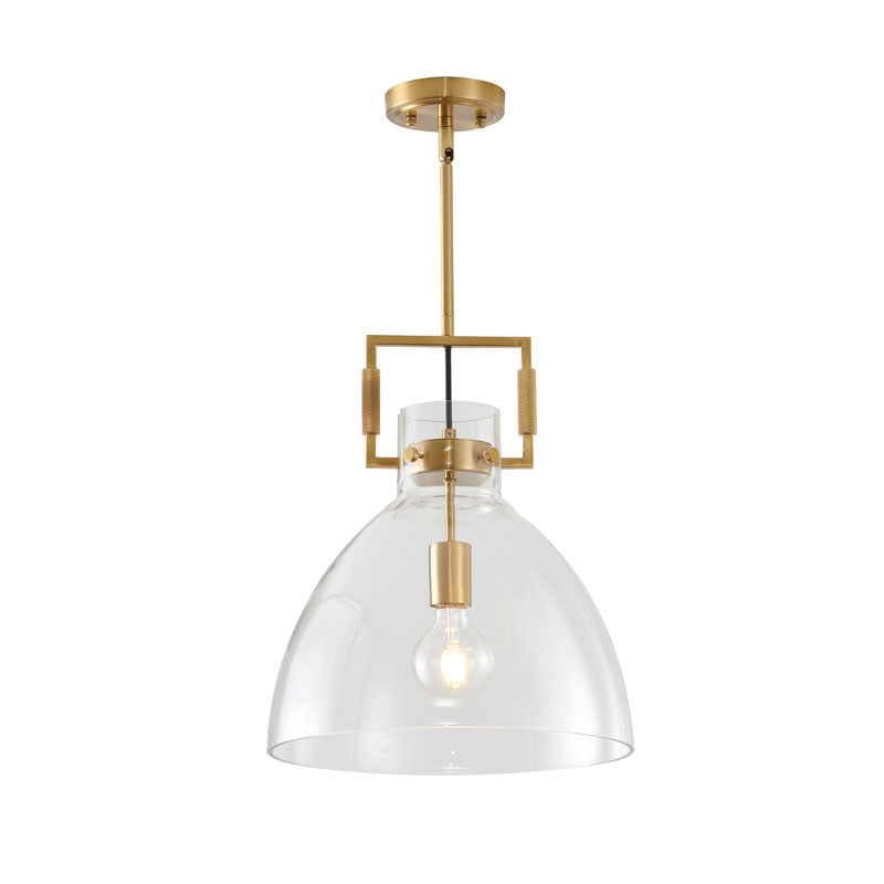 Metal Frame Pendant Light with Clear Glass Shade in Gold by Bethel