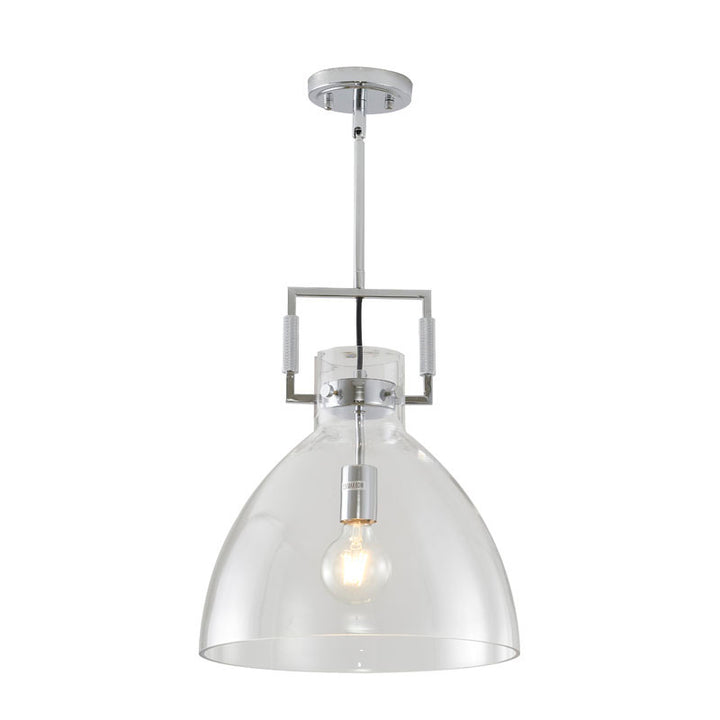 Metal Frame Pendant Light with Clear Glass Shade in Chrome by Bethel