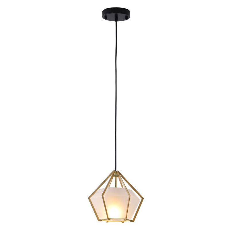 Frosted Glass Pendant Light with Aluminium Frame, 7.87", by Bethel