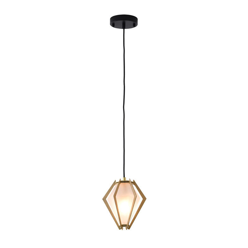 Frosted Glass Pendant Light with Aluminium Frame, 6.69", by Bethel