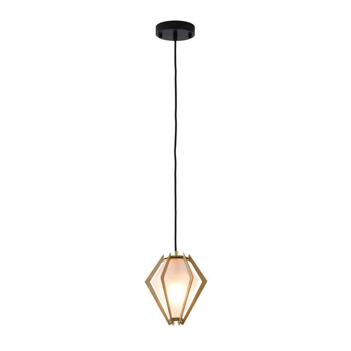 Frosted Glass Pendant Light with Aluminium Frame, 6.69", by Bethel