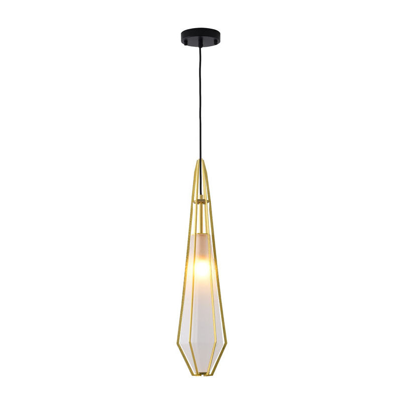 Frosted Glass Pendant Light with Aluminium Frame, 6.3", by Bethel
