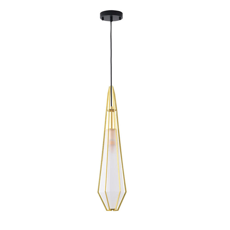 Frosted Glass Pendant Light with Aluminium Frame by Bethel - view 2