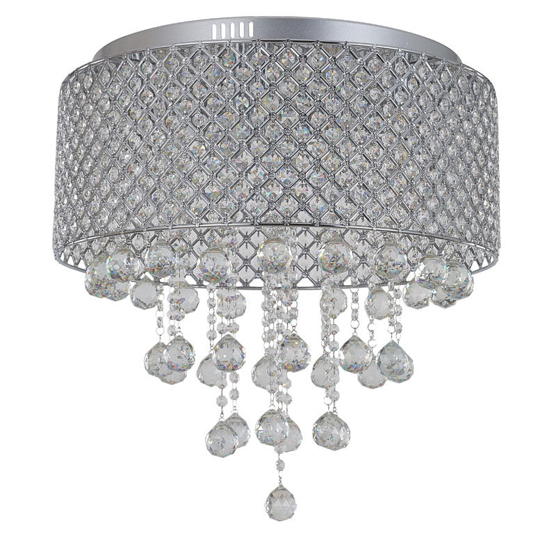 Clear Crystal Beaded Shade Flush Mount with Hanging Clear Crystals Hardware by Bethel - view 14