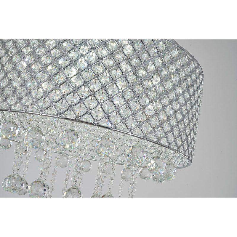 Clear Crystal Beaded Shade Flush Mount with Hanging Clear Crystals Hardware by Bethel - view 16