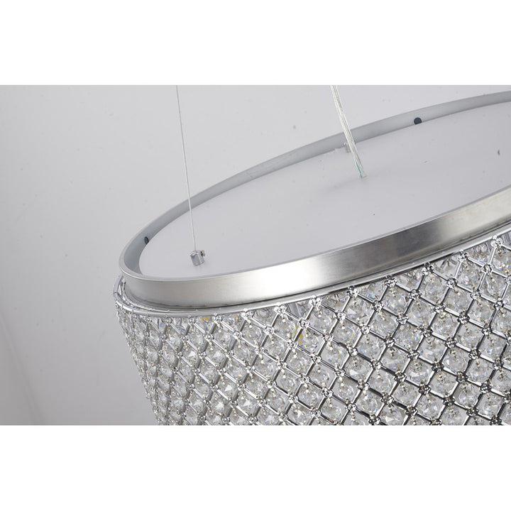 Clear Crystal Beaded Drum Shade with Crystal Drops &amp; Hardware Chandelier