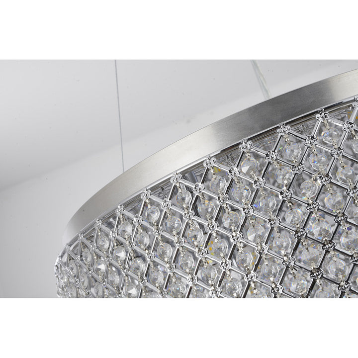 Clear Crystal Beaded Drum Shade with Crystal Drops &amp; Hardware Chandelier