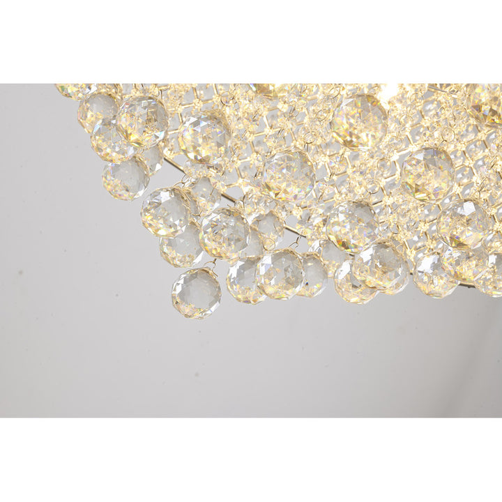 Clear Crystal Beaded Drum Shade with Crystal Drops &amp; Hardware Chandelier
