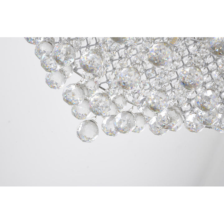 Clear Crystal Beaded Drum Shade with Crystal Drops &amp; Hardware Chandelier