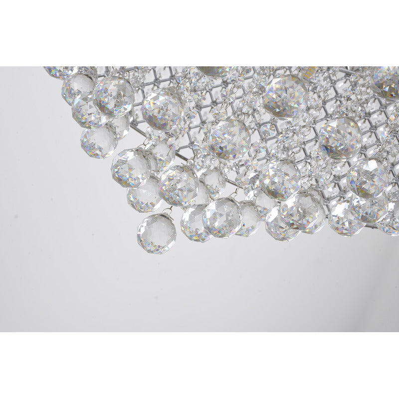 Clear Crystal Beaded Drum Shade with Crystal Drops &amp; Hardware Chandelier