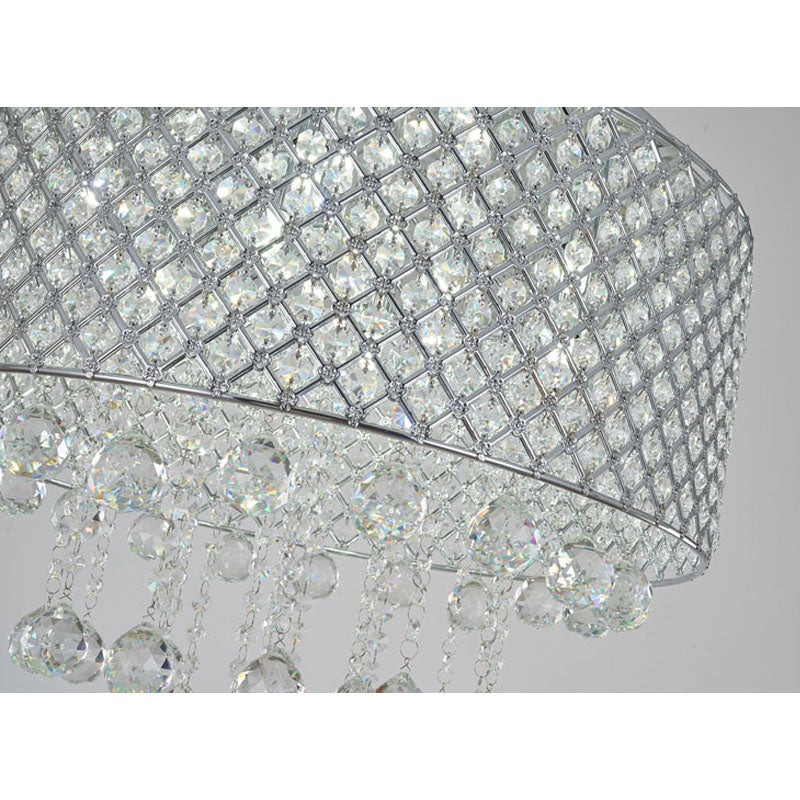 Clear Crystal Beaded Shade Flush Mount with Hanging Clear Crystals Hardware by Bethel - view 2