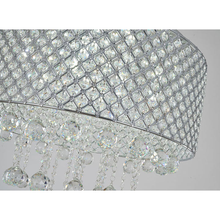 Clear Crystal Beaded Shade Flush Mount with Hanging Clear Crystals Hardware by Bethel - view 2