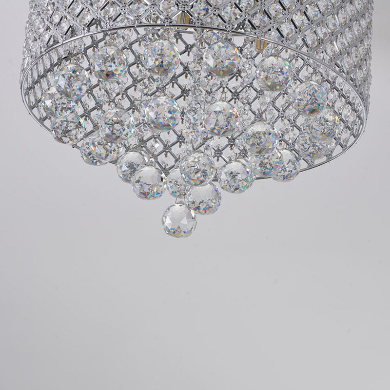 Clear Crystal Beaded Shade Flush Mount with Hanging Clear Crystals Hardware by Bethel - view 4