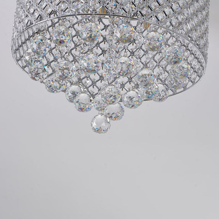 Clear Crystal Beaded Shade Flush Mount with Hanging Clear Crystals Hardware by Bethel - view 4